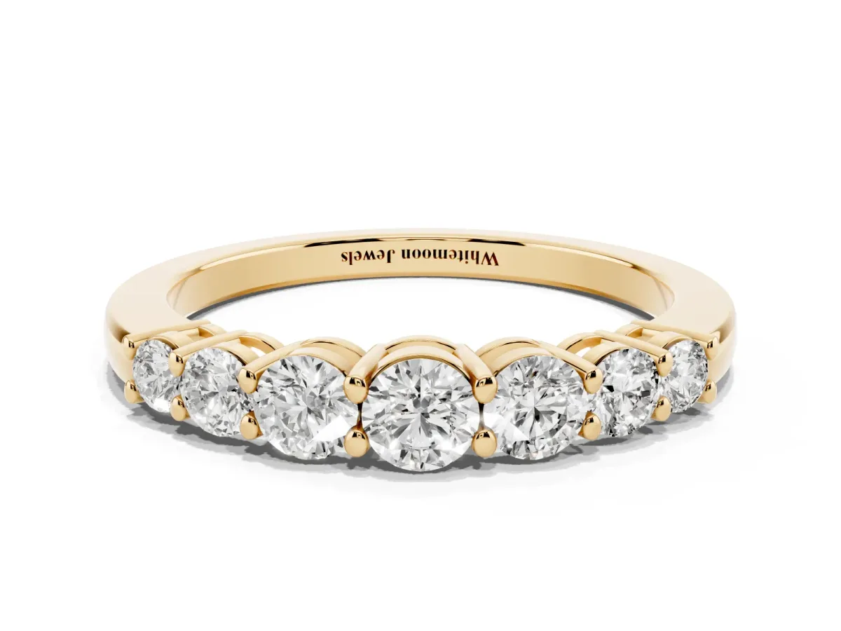 Round Diamond Prong-Set Half-Eternity Band Yellow gold
