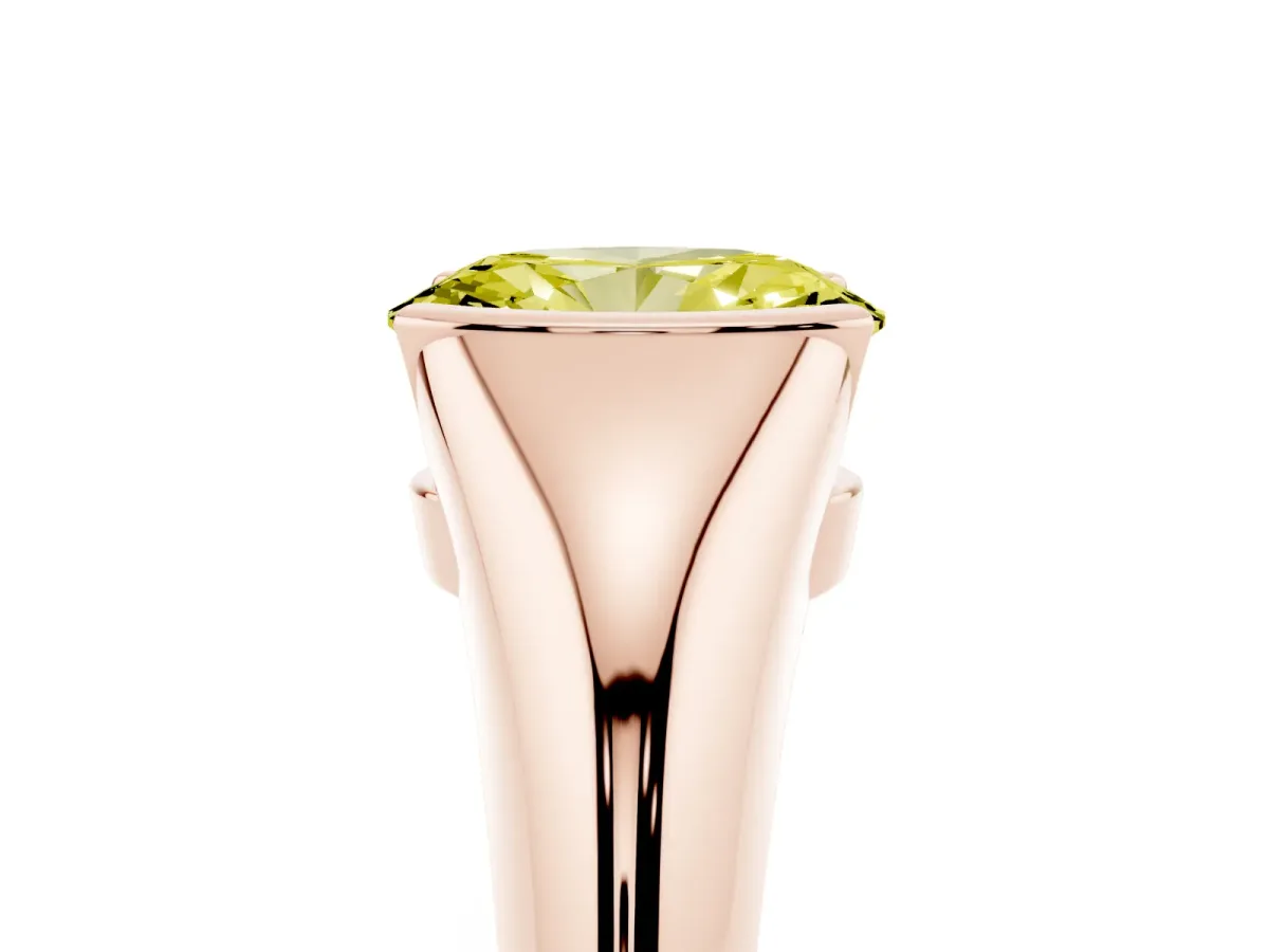 Fancy Yellow Oval Cut Solitaire Tension Set Diamond Ring Rose gold