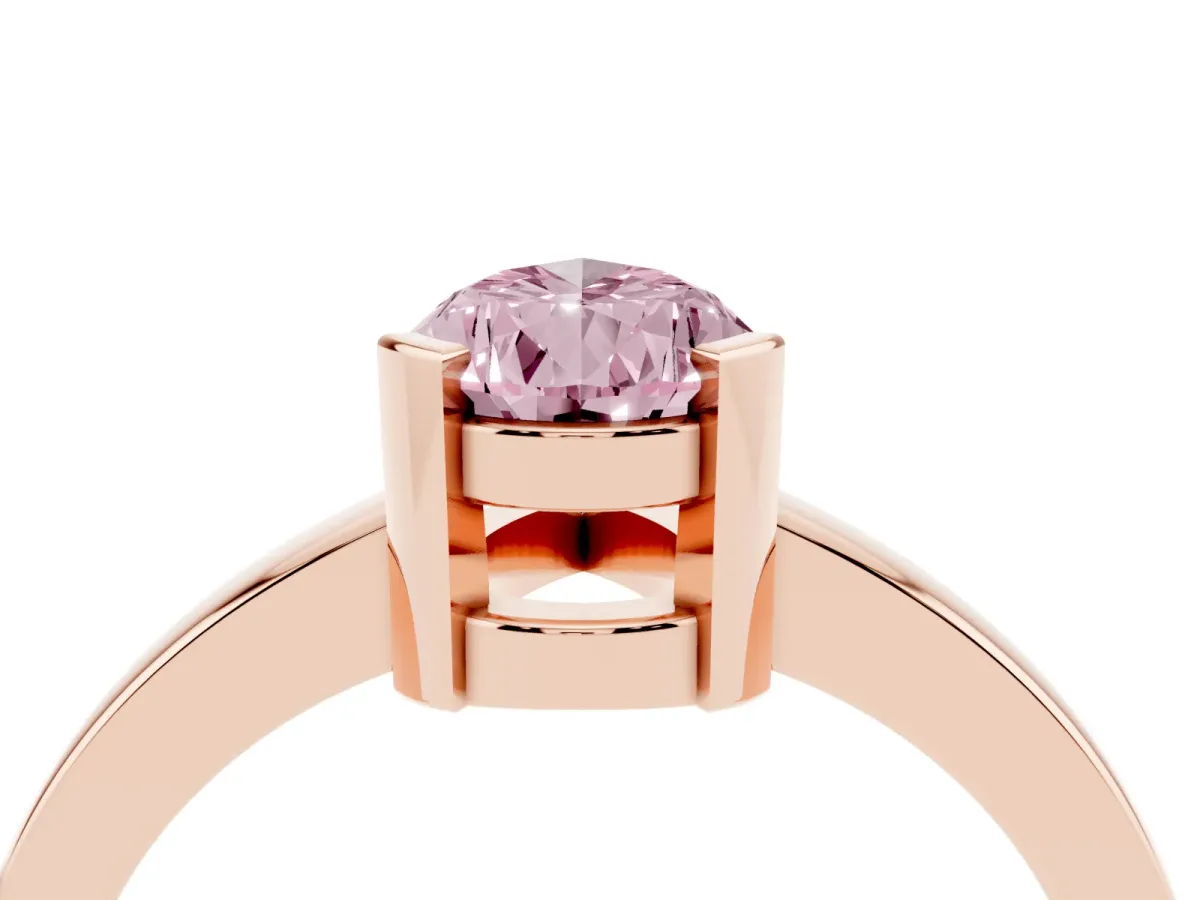Fancy Pink Pear Cut Cut Solitaire Ring with Four-Prong Setting and Classic Band Rose gold