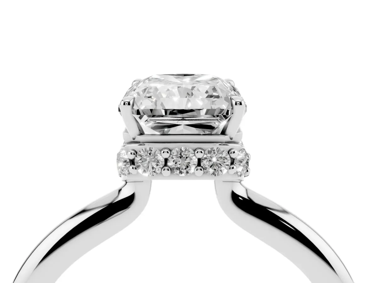 Radiant Cut Brilliant Solitaire Engagement Ring with Six-Prong Setting and Classic Band Platinum