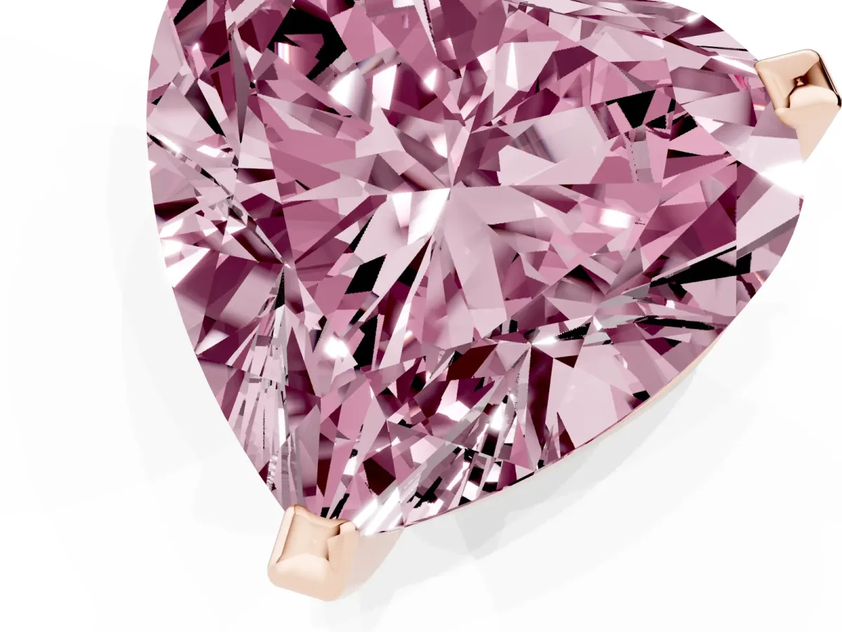 Fancy Pink Heart Cut Diamond Solitaire Ring with Prong Setting and Classic Band Rose gold