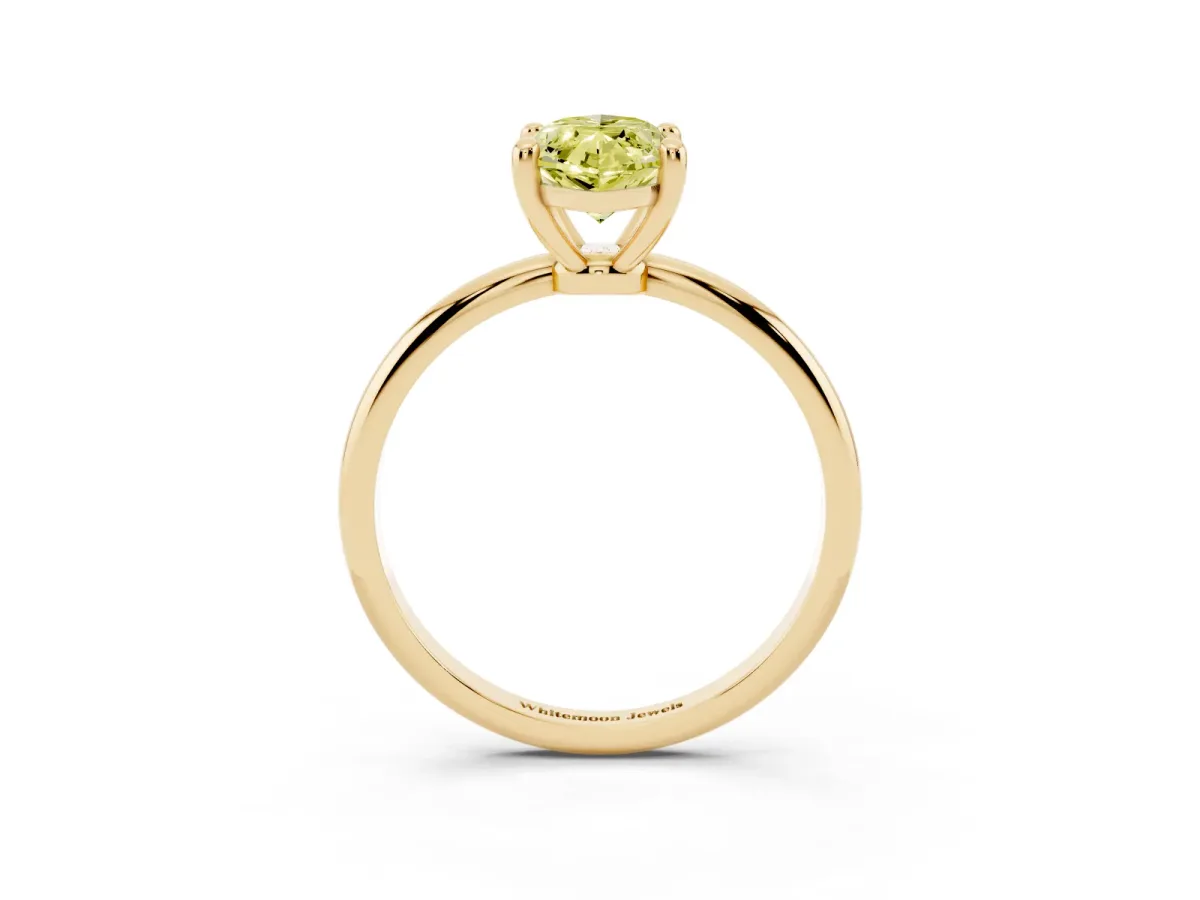 Fancy Yellow Marquise Cut Solitaire Diamond Ring with 4-Prong Setting on a Classic Band Yellow gold