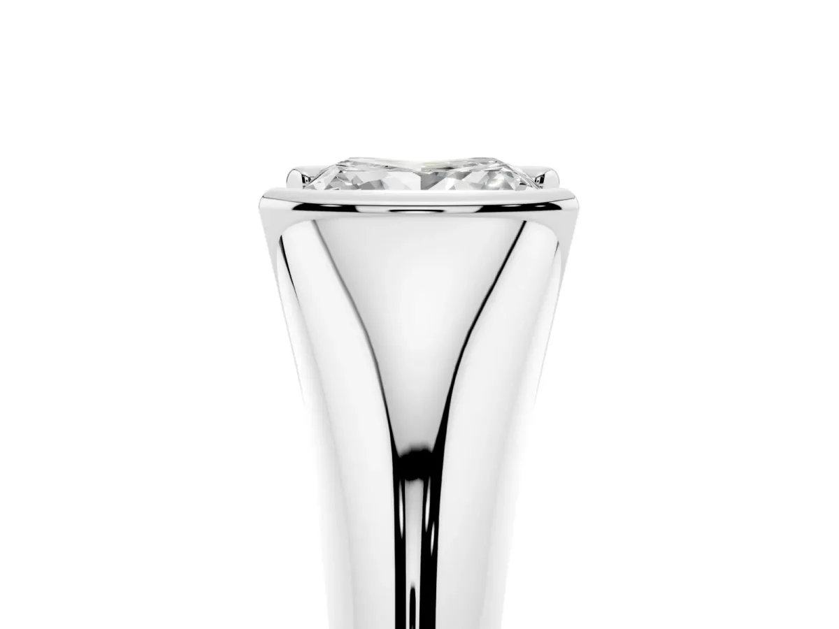 Princess Cut Solitaire Tension Set Diamond Ring Silver