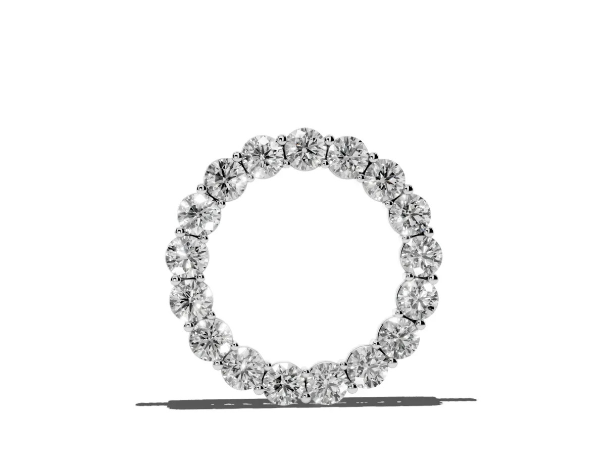 Round Diamond Prong-Set Circle Pendant White gold