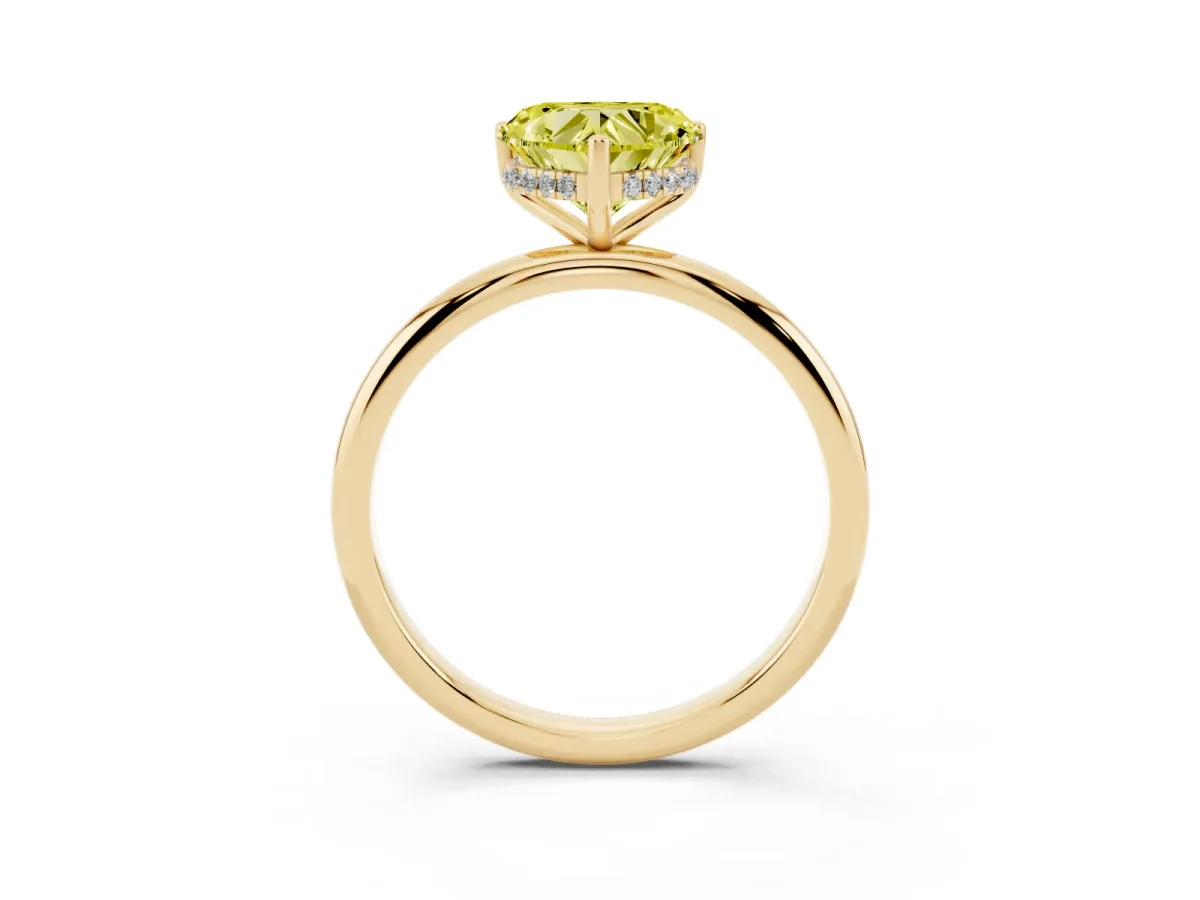 Fancy Yellow Heart Cut Cut Solitaire Engagement Ring with Four-Prong Setting and Classic Band Yellow gold