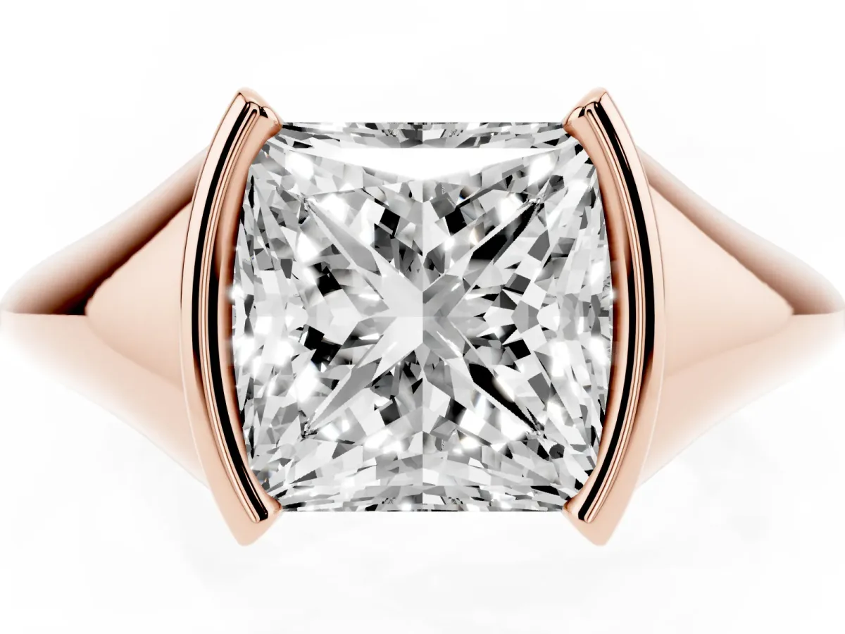 Princess Cut Solitaire Tension Set Diamond Ring Rose gold
