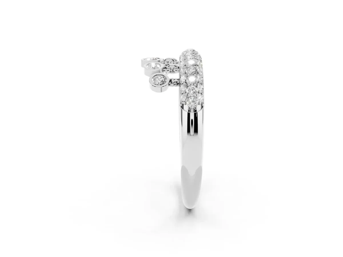 Round Diamond Dangle Promise Ring with Round Diamond Pavé Platinum
