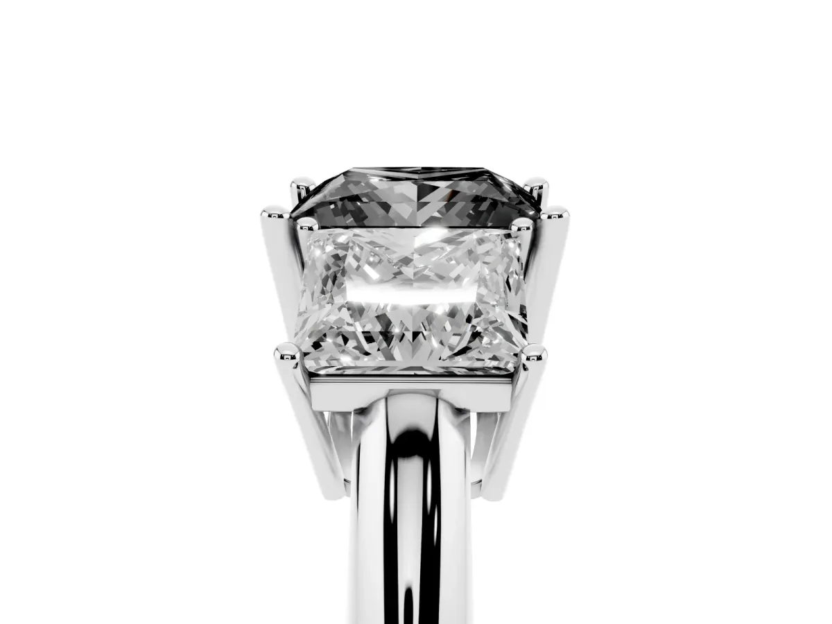 Fancy Black Three-Stone Princess Cut Cut Diamond Engagement Ring with Prong Setting on a White Gold Band White gold