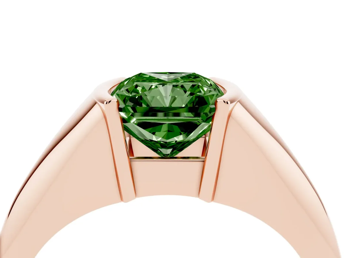 Fancy Green Radiant Cut Solitaire Tension Set Diamond Ring Rose gold
