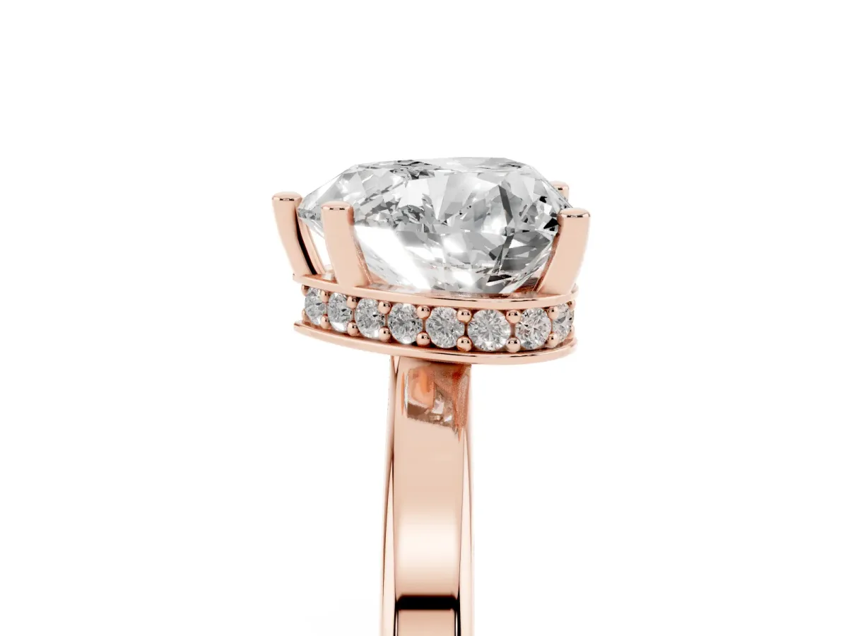 Heart Cut Cut Solitaire Engagement Ring with Four-Prong Setting on a Classic Band Rose gold