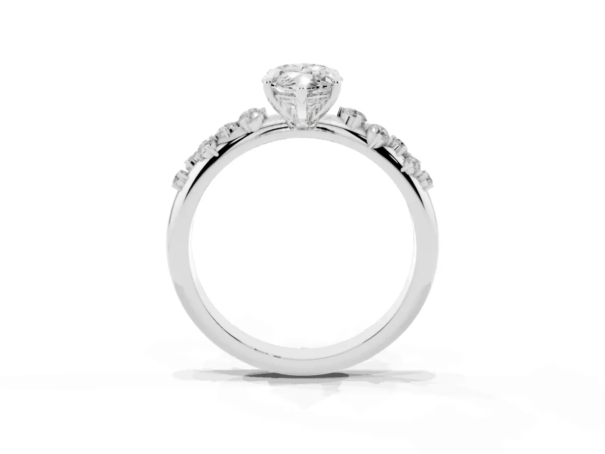 Marquise Cut Diamond Cluster Prong-Set Solitaire Ring Silver