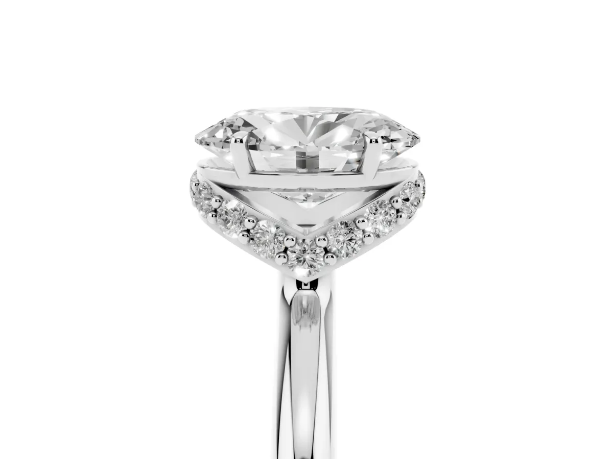 Oval Cut Brilliant Solitaire Engagement Ring with Six-Prong Setting and Classic Band White gold