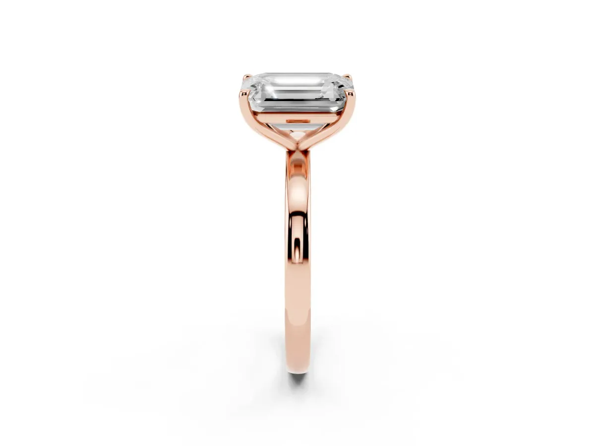 Fancy Pink Emerald Cut and Emerald Cut Toi Moi Ring with Prong Setting Rose gold