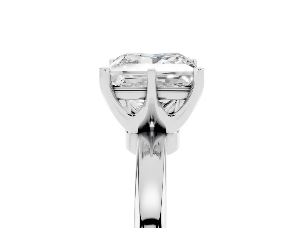 Princess Cut Solitaire Diamond Ring with Six-Prong Setting on a Classic Band Platinum