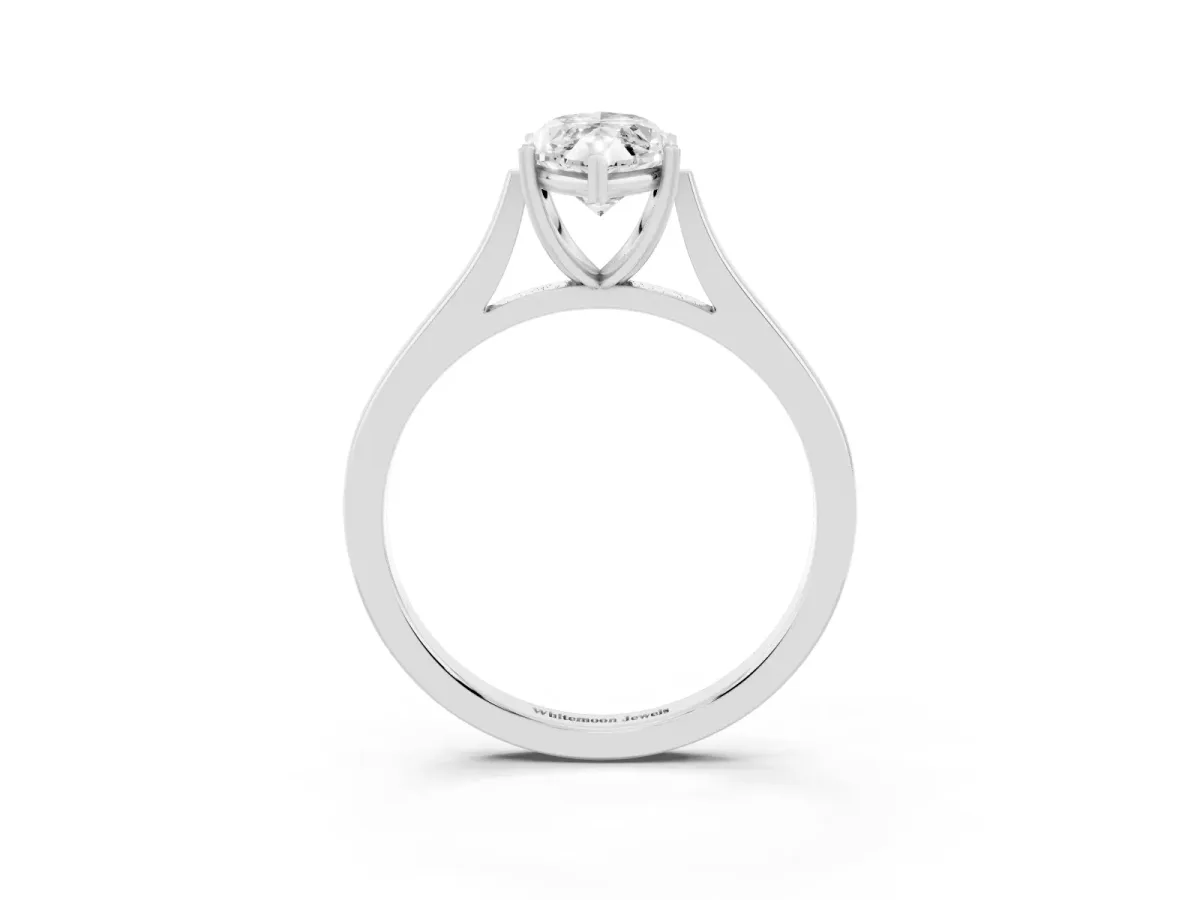 Marquise Cut Solitaire Heart Prong Engagement Ring with Tapered Band White gold
