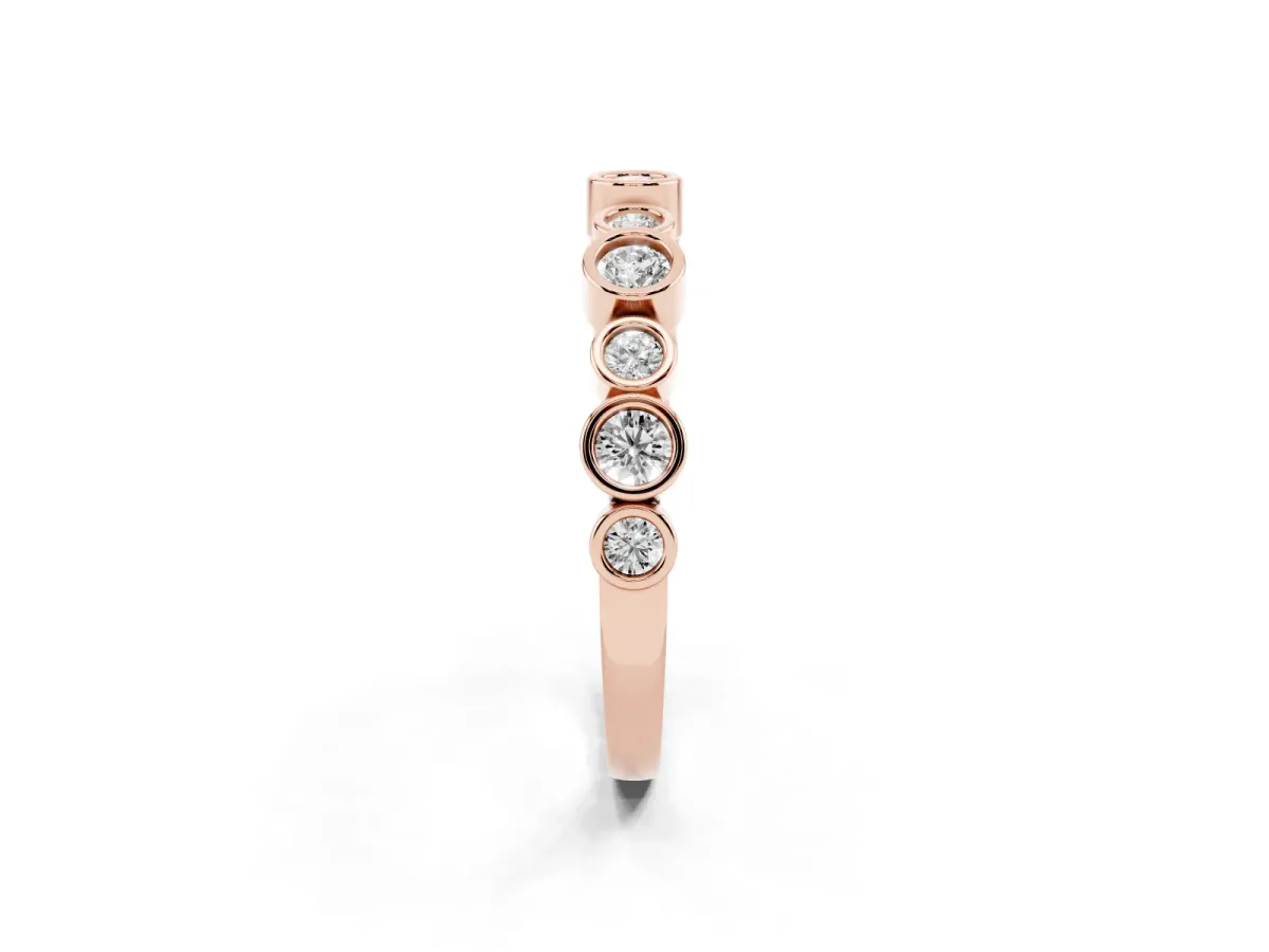 Bezel Set Round Diamond Half Eternity Band Rose gold