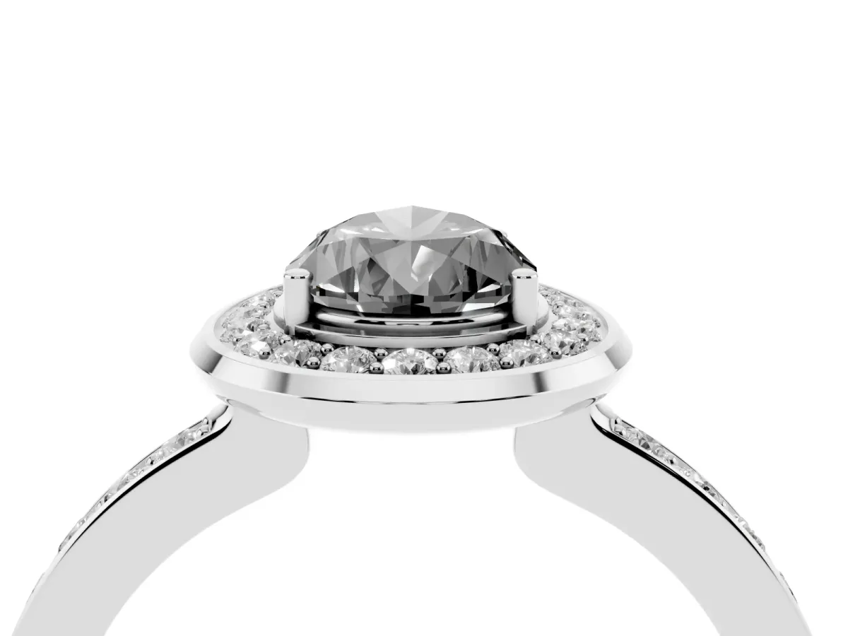Fancy Black Pear Cut Diamond Halo Ring with Bezel Frame and Pavé Band Silver