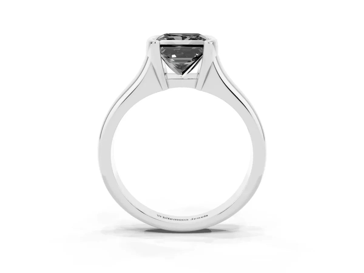 Fancy Black Princess Cut Solitaire Tension Set Diamond Ring with Split Shank Band Silver