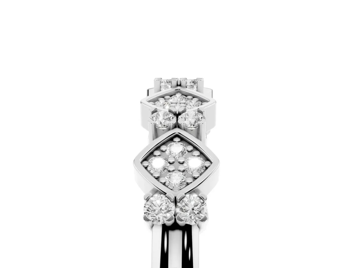 Pavé Cushion Diamond Cluster Eternity Band with Prong Setting Platinum