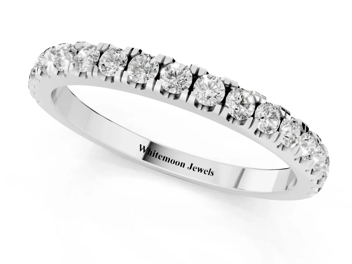 Round Diamond Classic Half Eternity Band with Shared Prong Setting Platinum