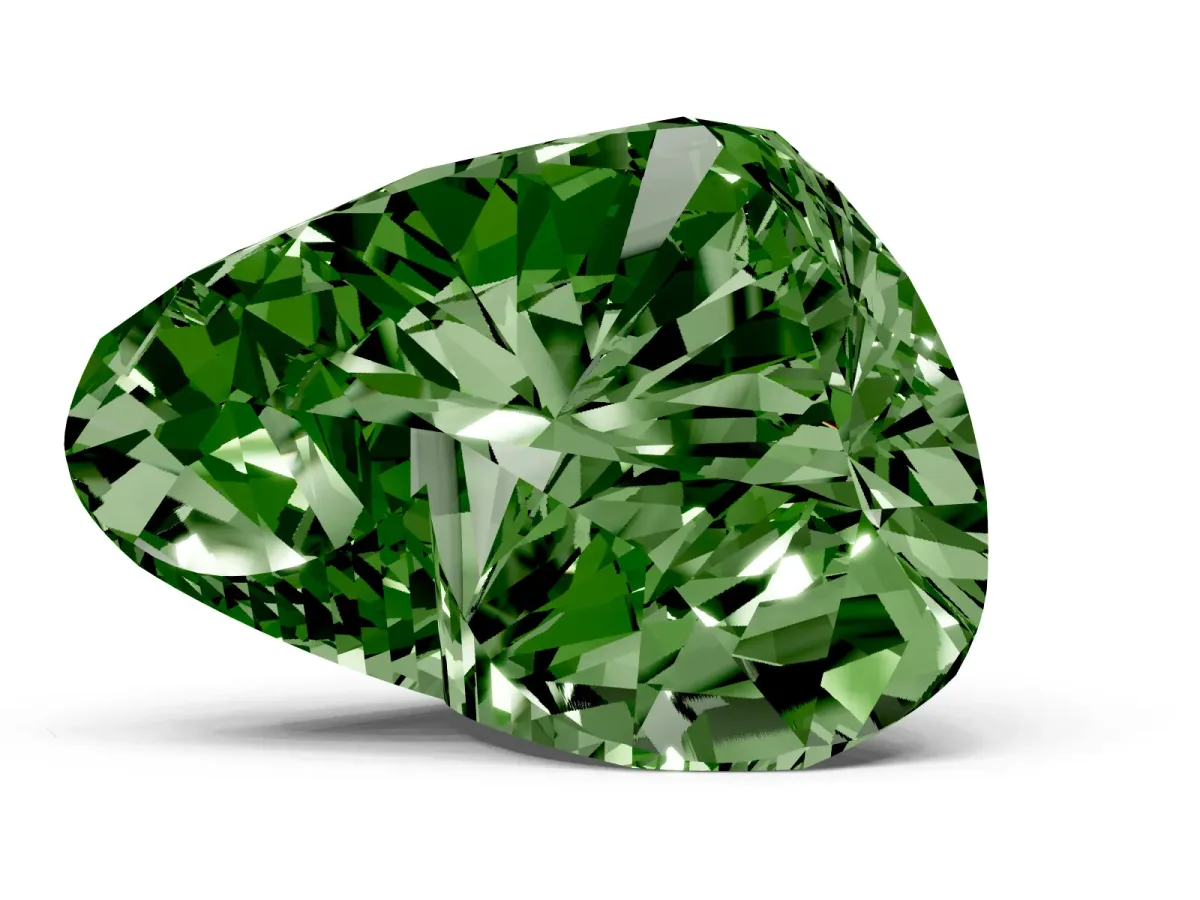 Fancy Green Heart Cut Cut Double Halo Diamond Engagement Ring with Pave Band and Four-Prong Setting Yellow gold