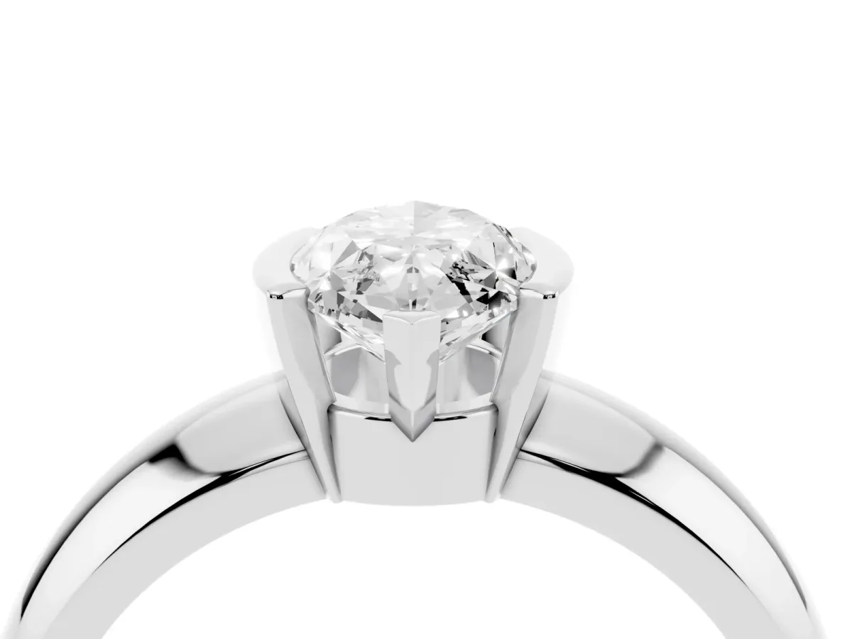 Marquise Cut Solitaire Tension Set Diamond Ring with Wide Band Silver
