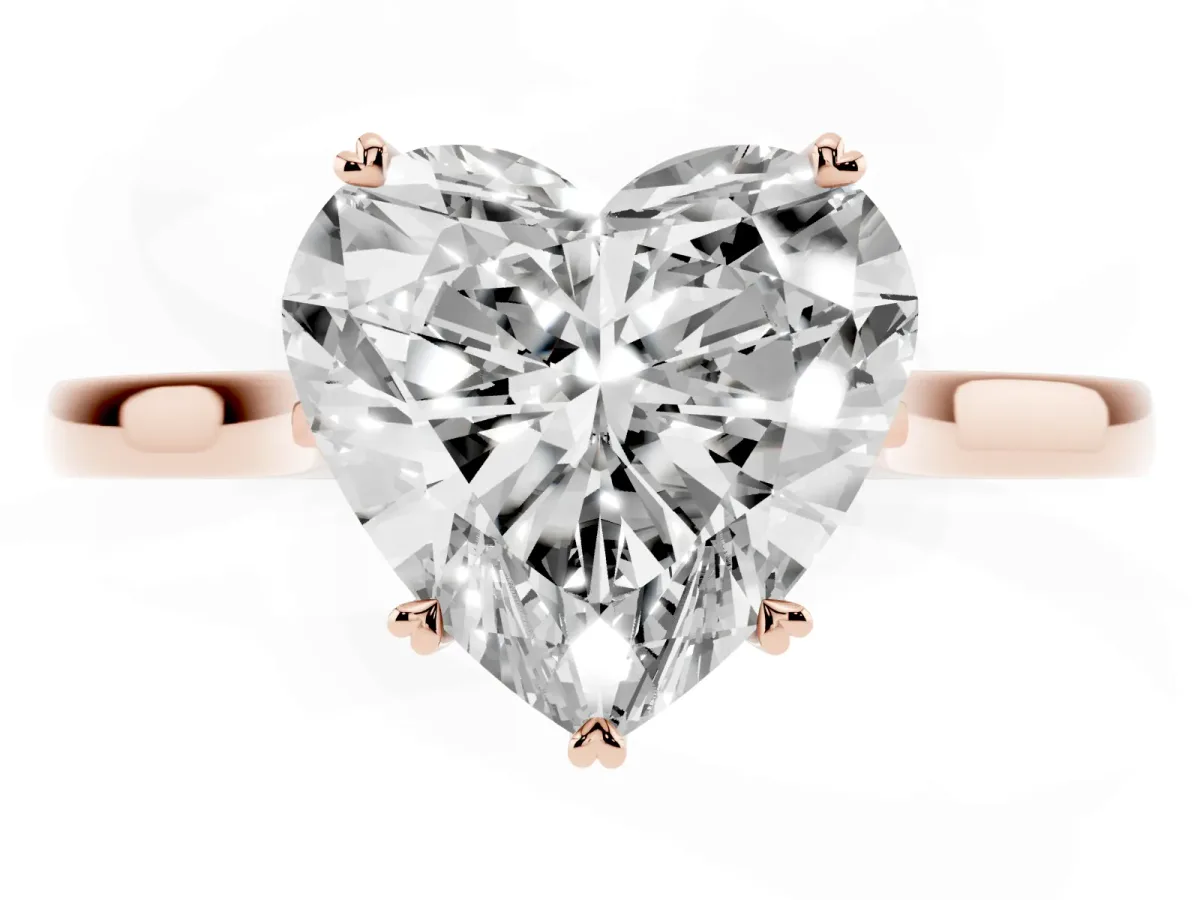 Heart Cut Solitaire Heart Prong Engagement Ring with Tapered Band Rose gold
