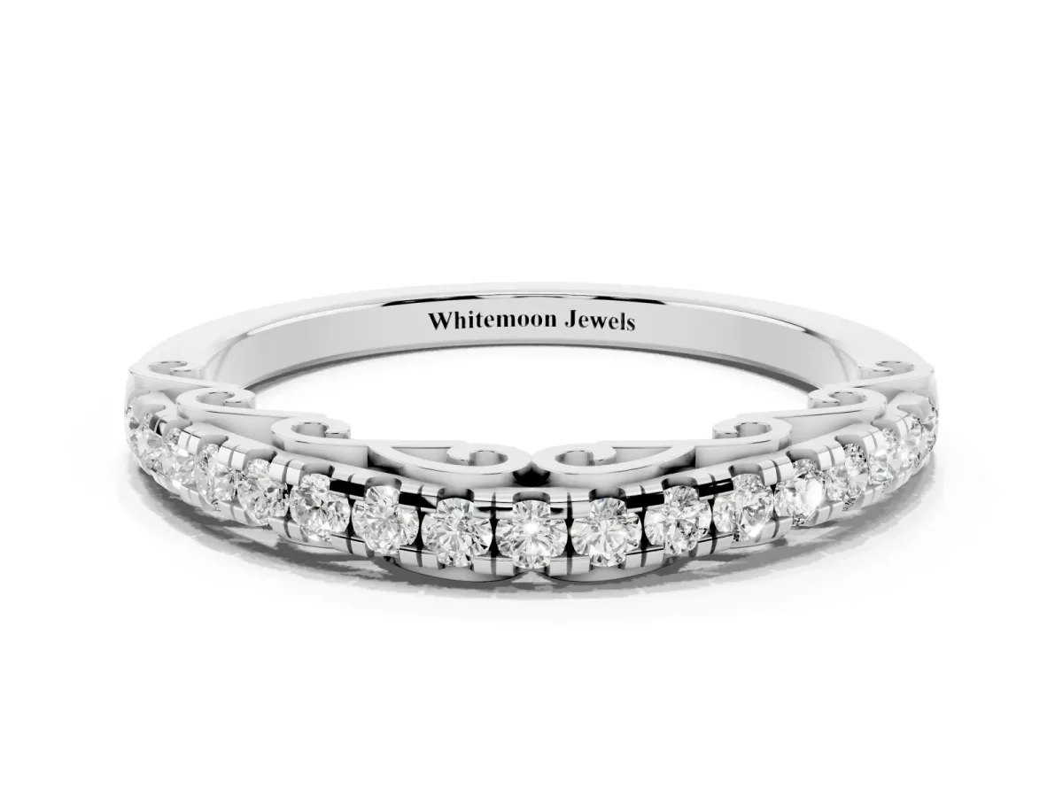 Round Cut Diamond Prong Set Eternity Band Silver