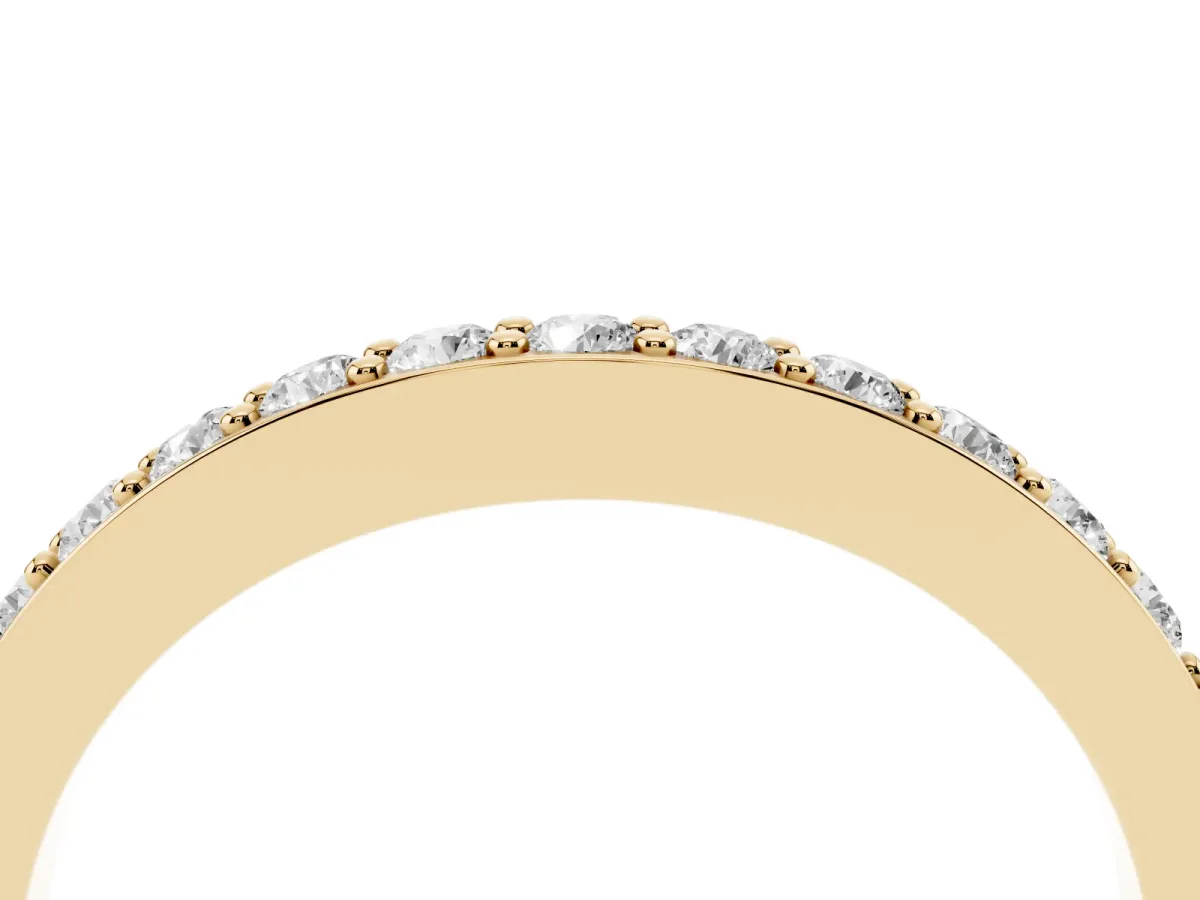 Round Diamond Pavé Set Curved Eternity Band Yellow gold
