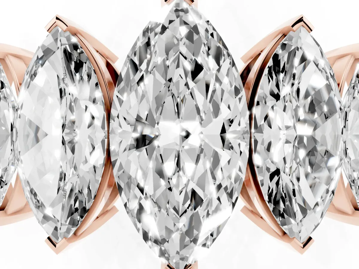 Five-Stone Marquise Diamond Prong Set Band Rose gold