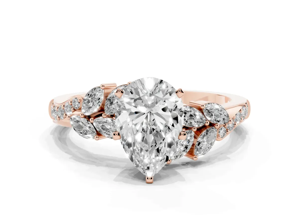 Pear Cut Solitaire Marquise Twist Band with Six-Prong Setting Rose gold