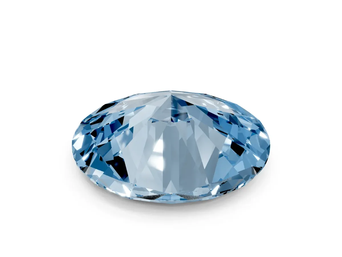Fancy Blue Oval Cut Diamond Solitaire Ring with Prong Setting and Pavé Band Yellow gold