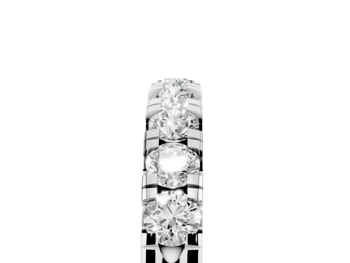 Round Diamond Half-Eternity Prong Set Band Silver