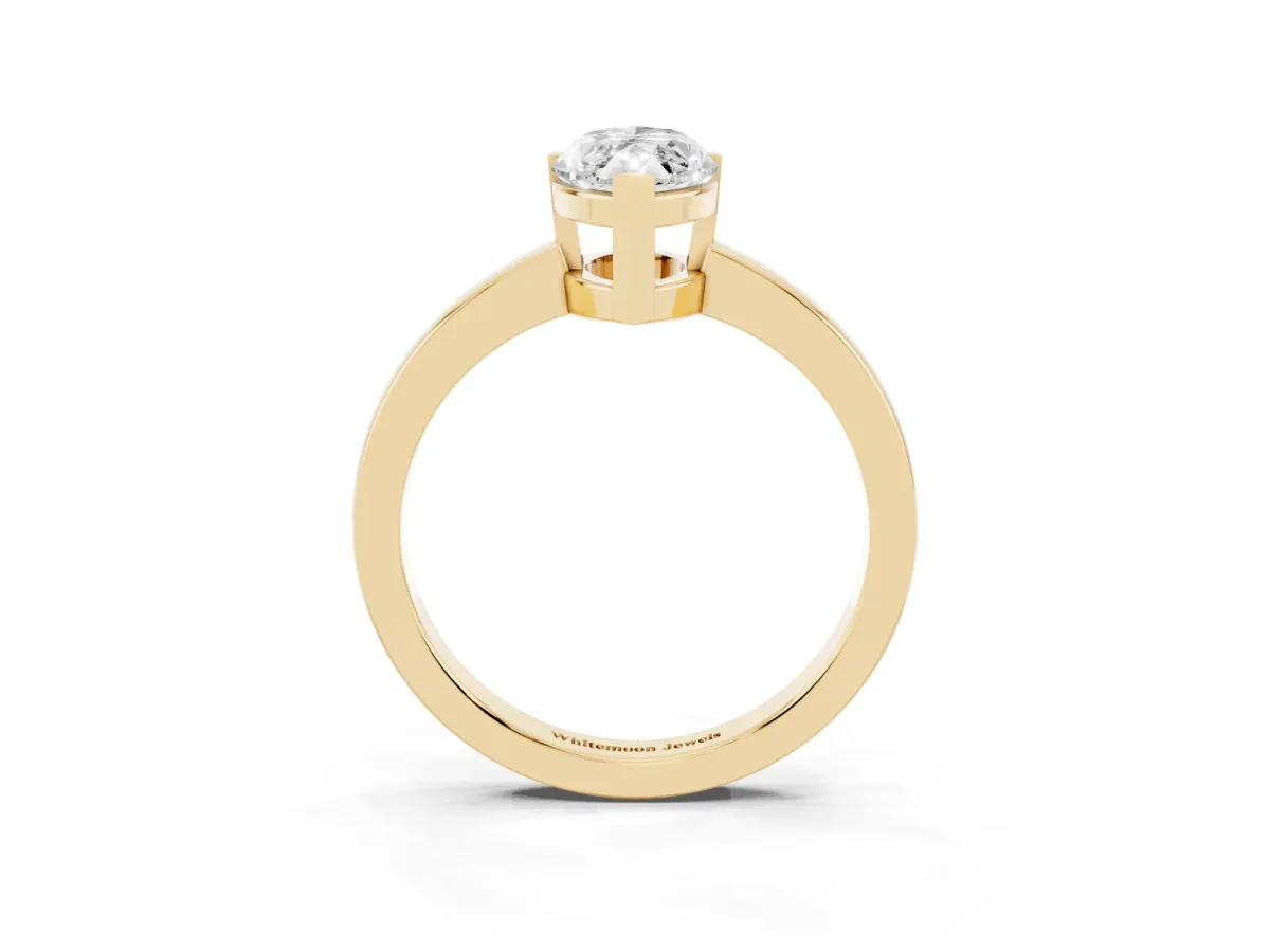 Marquise Cut Cut Solitaire Ring with Four-Prong Setting and Classic Band Yellow gold