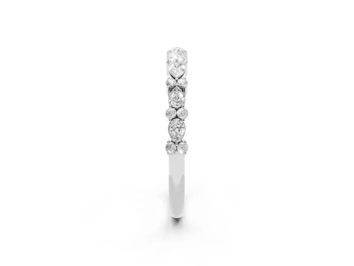 Pear and Round Diamond Wedding Band Platinum