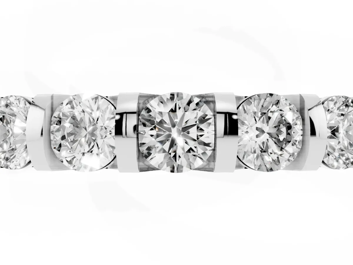 Five-Stone Round Diamond Half-Eternity Bar-Set Ring White gold