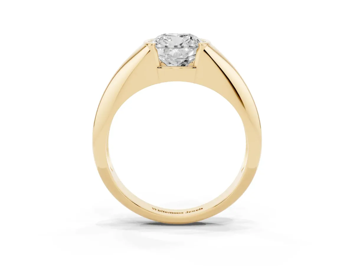 Cushion Cut Solitaire Tension Set Diamond Ring Yellow gold