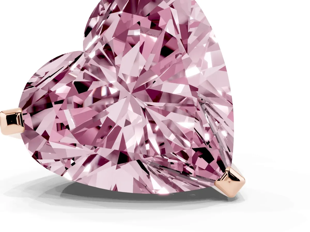 Fancy Pink Heart Cut Diamond Solitaire Ring with Prong Setting and Classic Band Rose gold