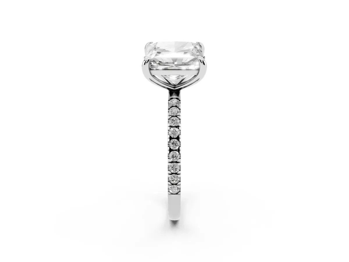 Oval and Princess Toi Moi Ring with Prong Setting and Pave Band White gold