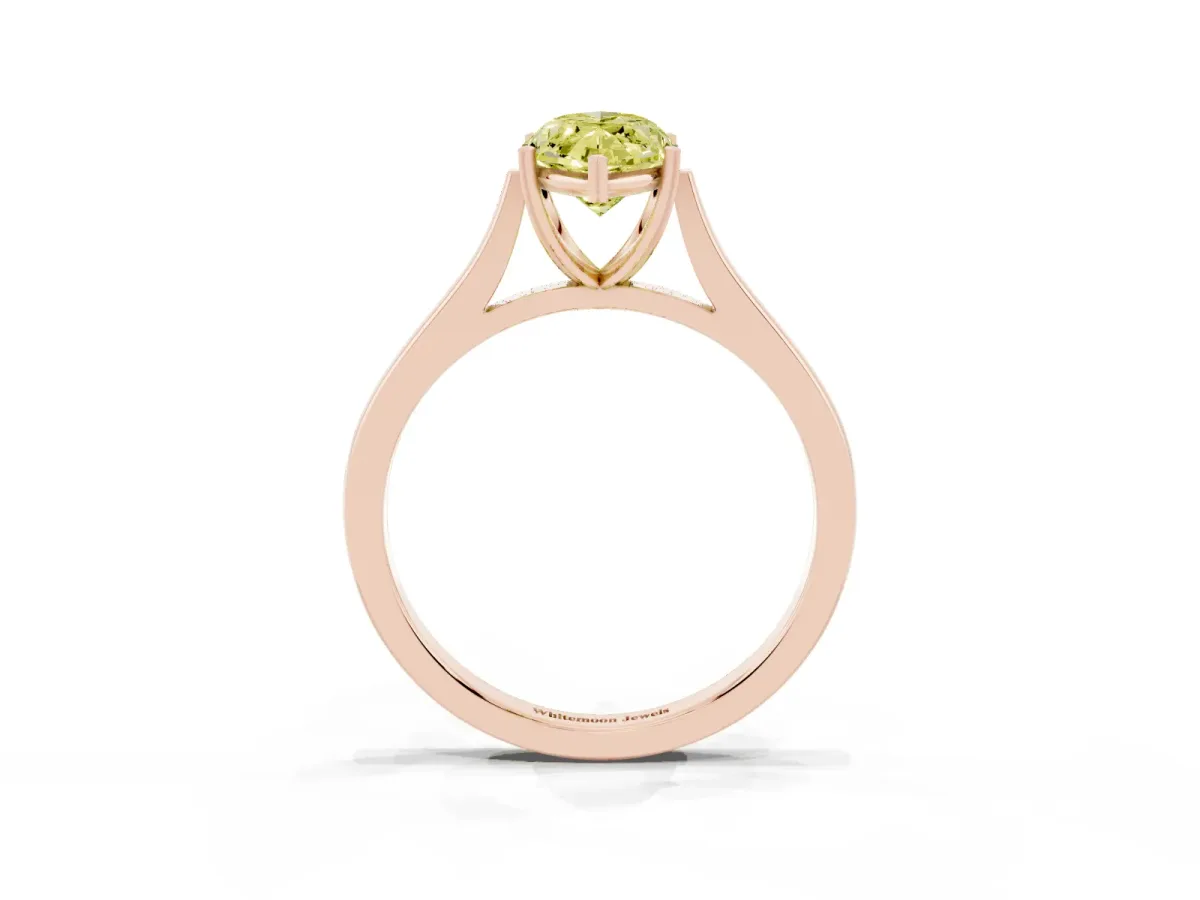 Fancy Yellow Marquise Cut Solitaire Heart Prong Engagement Ring with Tapered Band Rose gold