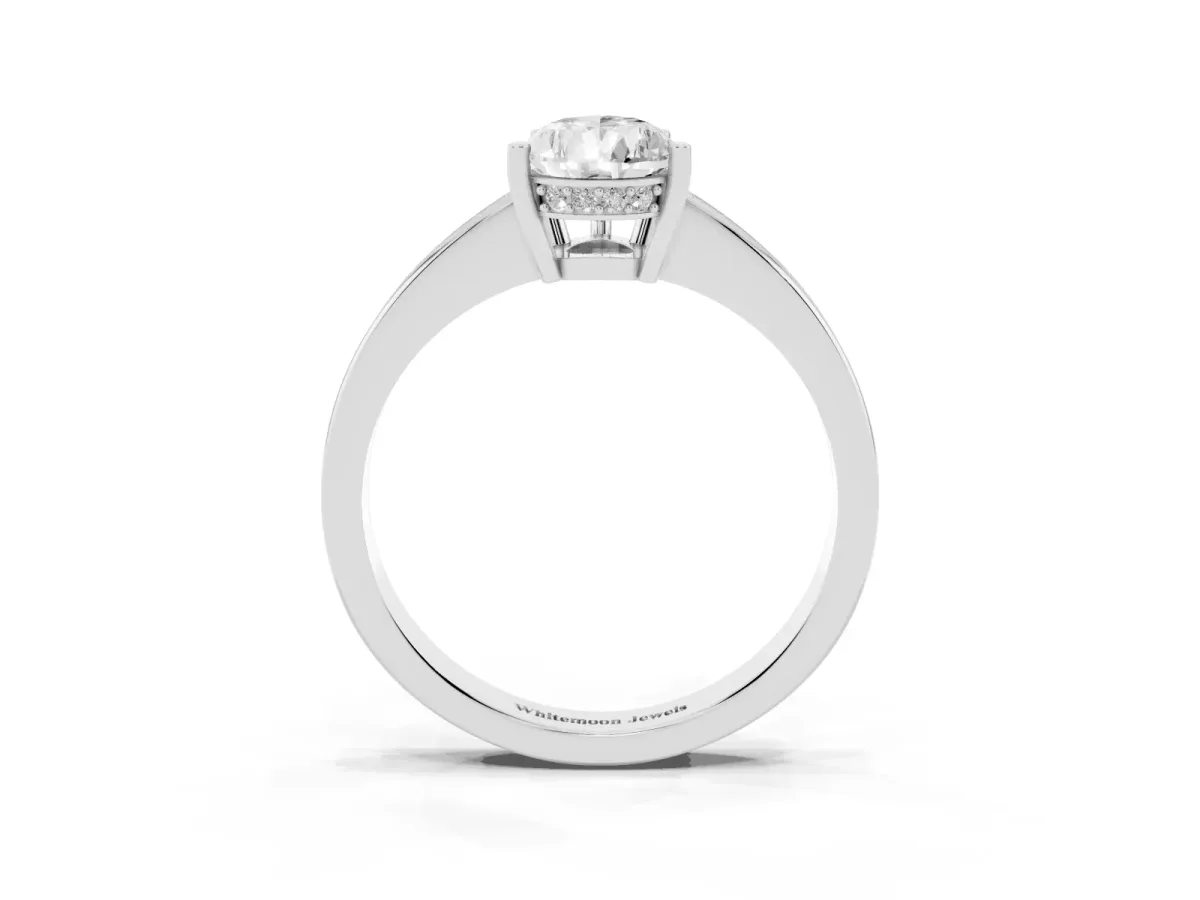 Pear Cut Solitaire Pavé Band Prong Setting Ring Silver