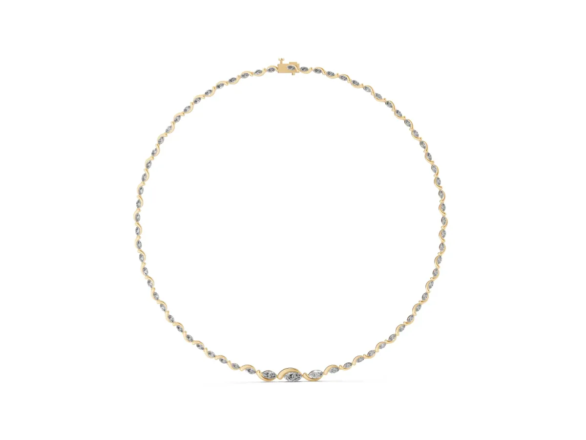 Marquise Diamond Riviera Necklace Yellow gold