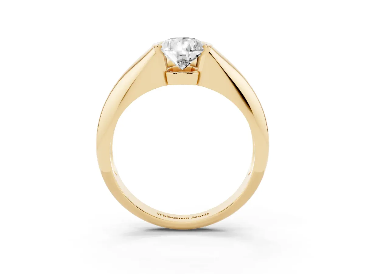 Pear Cut Solitaire Tension Set Diamond Ring Yellow gold