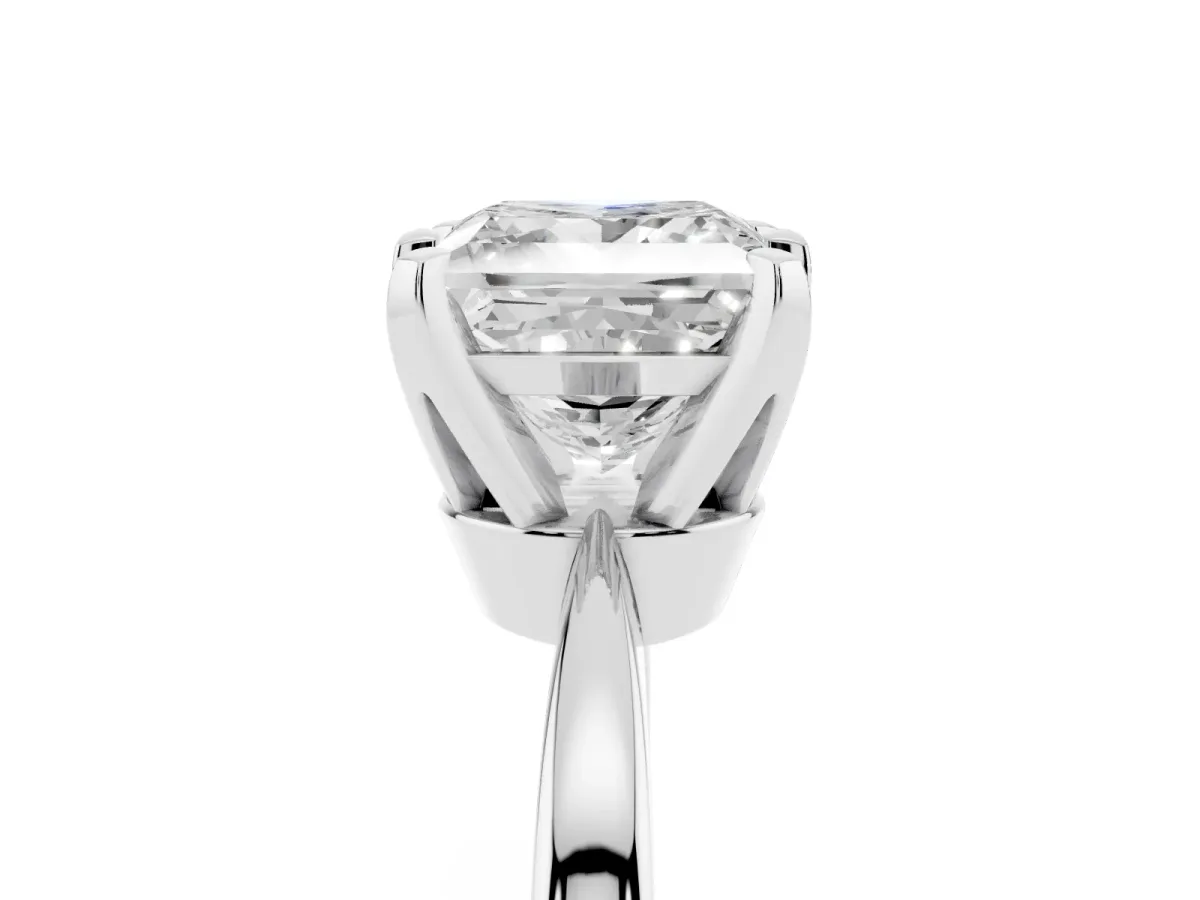 Princess Cut Solitaire Engagement Ring with Six-Prong Setting and Tapered Band White gold