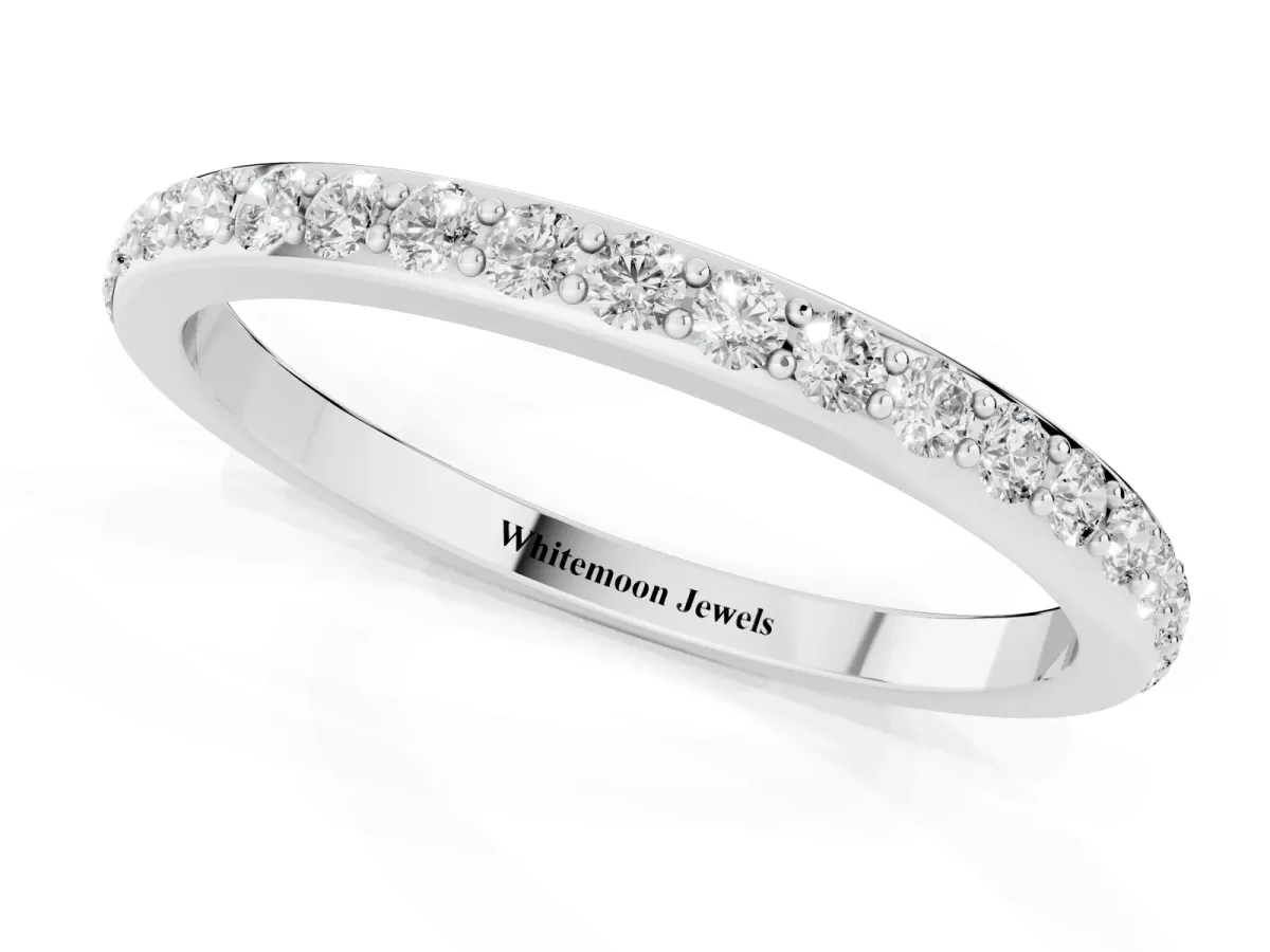 Pavé Round Diamond Eternity Band with Shared Prong Setting Silver