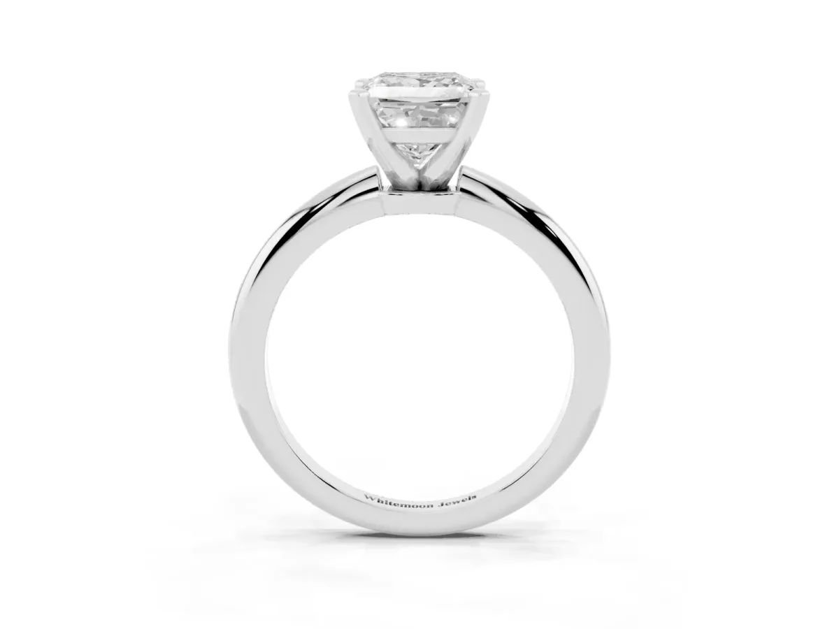 Princess Cut Diamond Solitaire Ring with Prong Setting and Classic Band Platinum