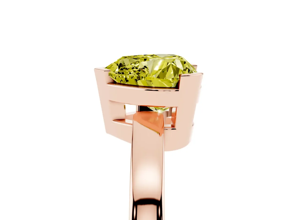 Fancy Yellow Heart Cut Cut Solitaire Ring with Four-Prong Setting and Classic Band Rose gold