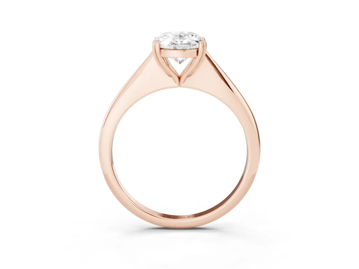 Oval Cut Solitaire Diamond Ring with Six-Prong Setting and Classic Band Rose gold