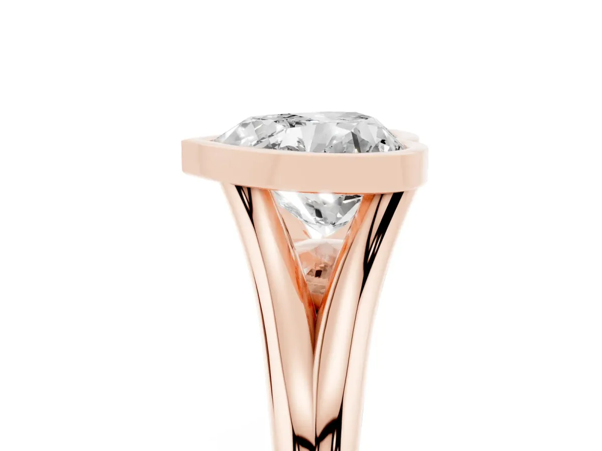 Bezel Set Heart Cut Cut Solitaire Ring with Tapered Band Rose gold