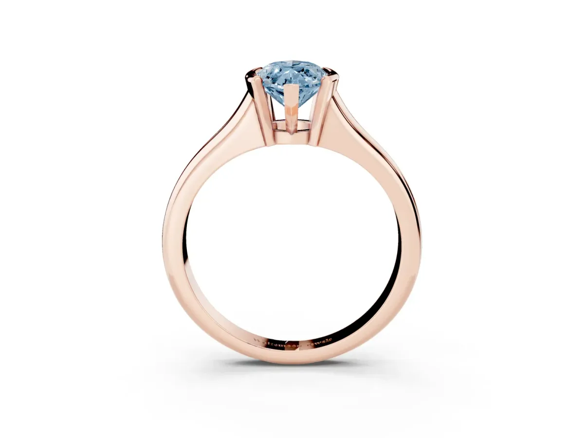 Fancy Blue Marquise Cut Solitaire Tension Set Diamond Ring with Split Shank Band Rose gold